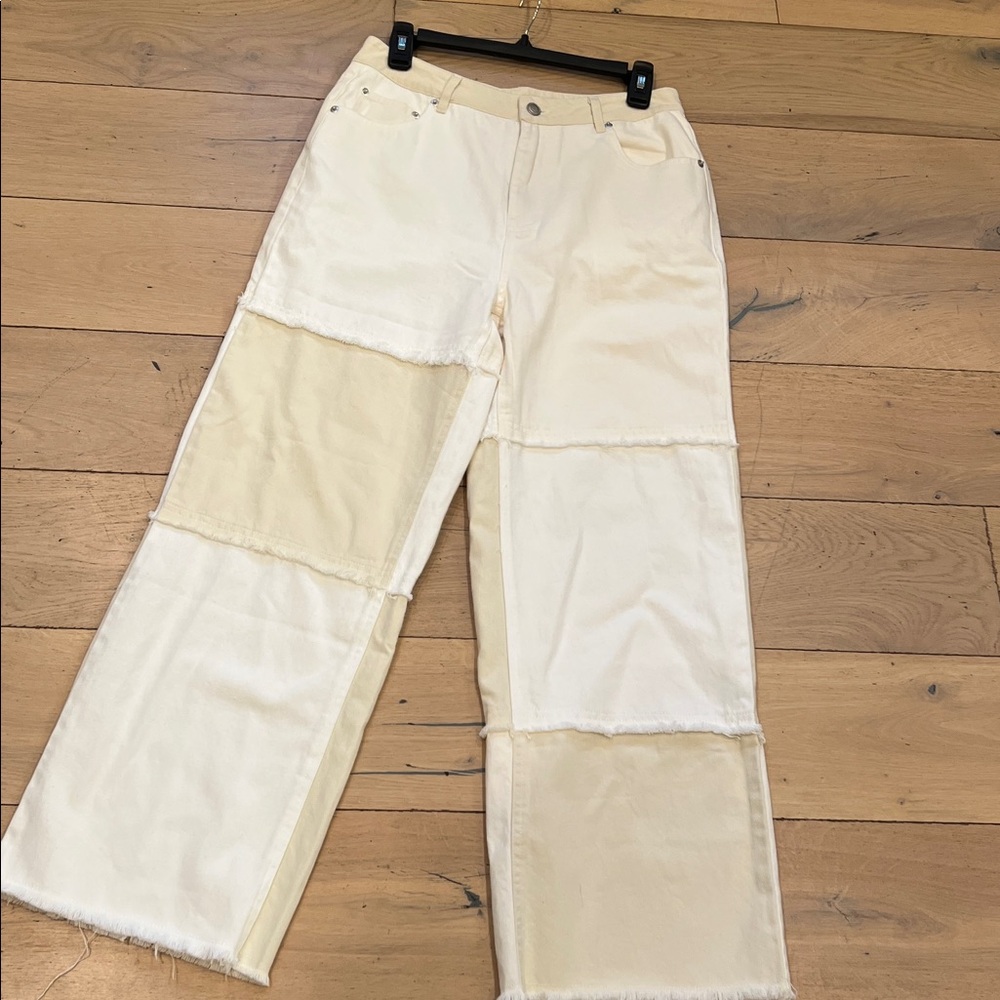 Chic Patchwork Wide-Leg Pants